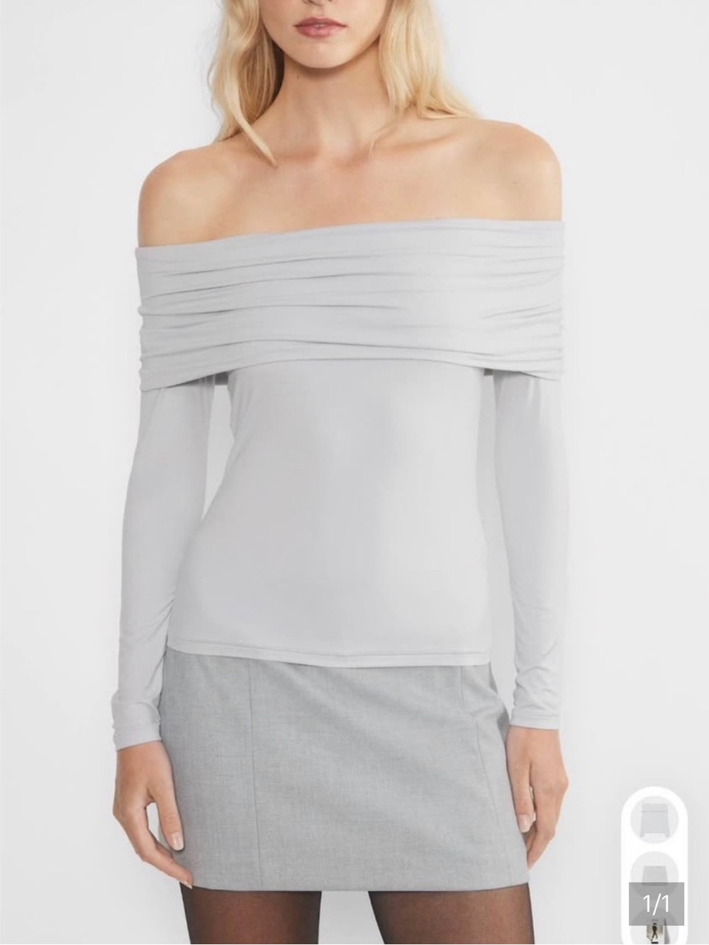 Wilfred Light Gray off the Shoulder Long Sleeve